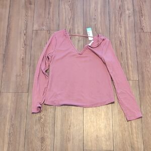 Socialite Dusty Pink V-Neck Long Sleeve Top